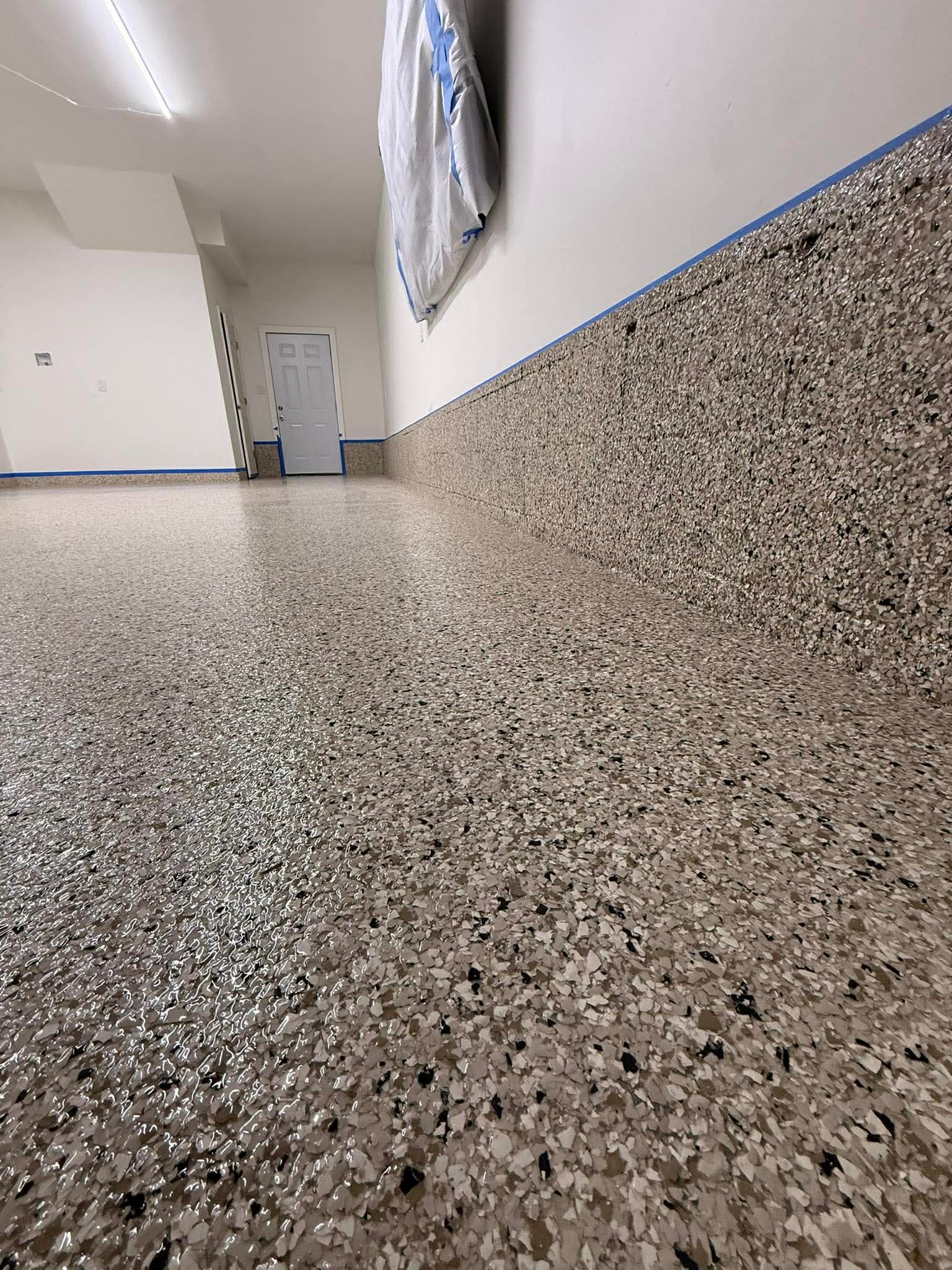 Close-up of decorative flake epoxy