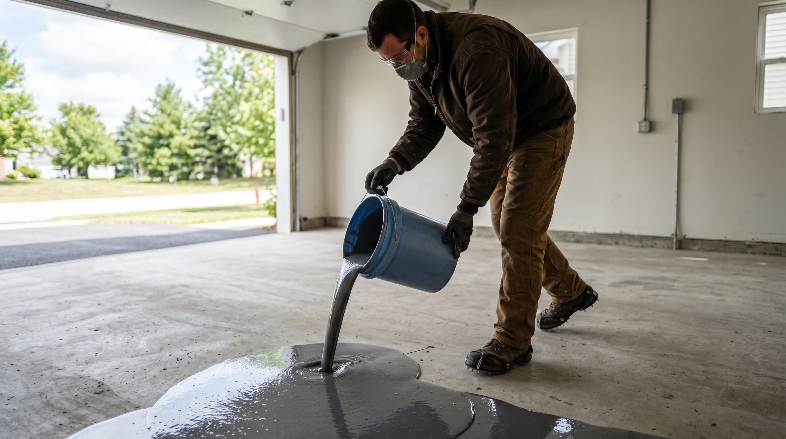 Epoxy coating application in progress